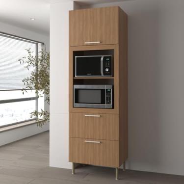 Imagem de Armário Torre Quente para Cozinha 80cm Nicho Forno Micro Freijó CZ3142