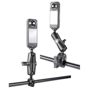 Imagem de xik Suporte de braçadeira de câmera 2 em 1, montagens de guidão de motocicleta, super braçadeira com cabeças esféricas duplas de 360°, compatível com Insta360 X5 X4 X3 RS, GoPro Hero 12 11 10 9 8 7 6