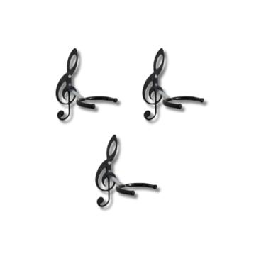 Imagem de Suportes De Violão PRETO Parede Guitarra Baixo Cavaquinho Viola Ukulele(3 UNIDADES)