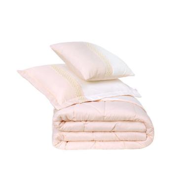 Imagem de Cobreleito Melinda Super King Lavive Sal Rosa/Palha 5 Peças