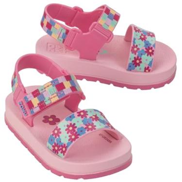 Imagem de Sandália Bebê Infantil Papete Menina Zaxynina Ajustável Grendene Kids (Rosa/Flor, BR, Criança de 1 a 3 anos, Numérico, 21)