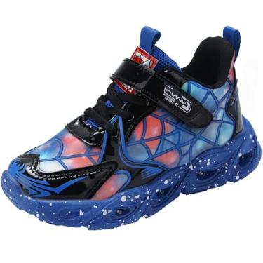 Imagem de RAYCHY Tênis infantil casual masculino respirável antiderrapante leve tênis unissex luminoso para meninas tênis de corrida esportivo, Azul, 19