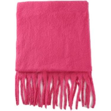 Imagem de Cachecol Para Mulheres Cor Sólida Lenço Macio Engrossado Quente Cor Sólida Lenço Mohair Borla Cachecol Inverno Quente, 6