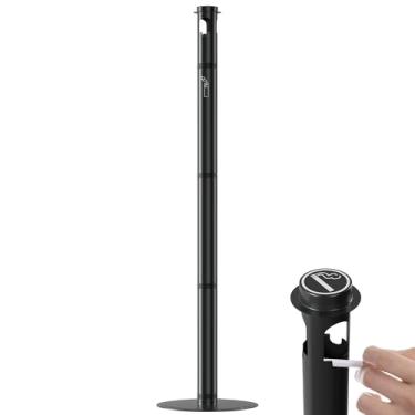 Imagem de Scisum Descarte de pontas de cigarro ao ar livre e interno - Cinzeiros de 127 cm à prova d'água ao ar livre com tampa de chuva superior - Cinzeiro de pé de aço inoxidável de 5 cm de diâmetro para