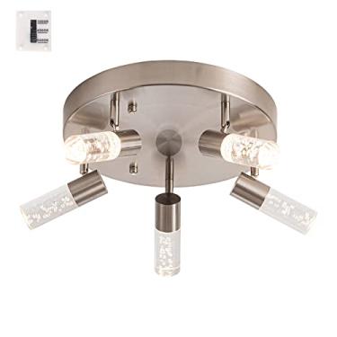 Imagem de votag Luminária de teto de LED regulável, iluminação de pista redonda ajustável, listado no driver UL, holofote direcional de 5 luzes, luminária de trilho de montagem embutida, interruptor de dossel