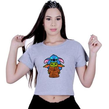 Imagem de Blusinha Cropped Algodão Lilo Stitch yoda Star Wars - Lafre, Cinza, G