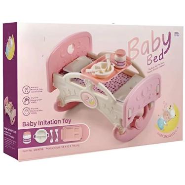 Imagem de Berço para Boneca Cama de Balanço Para Bonecas e Bandeja de Servir Com Acessórios - Toys Import J24455