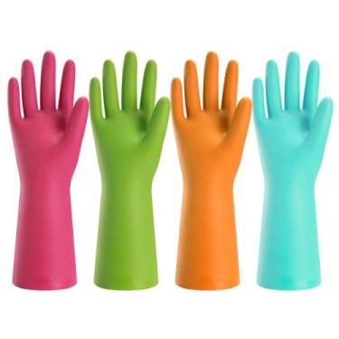 Imagem de Luvas de limpeza de borracha Bamllum reutilizáveis 4 pares para cozinh
