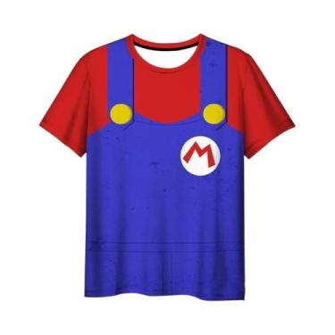 Imagem de Camiseta Infantil De Manga Curta Com Desenho Animado Super Mario Drago