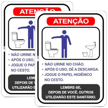 Imagem de Art7 Adesivos Placa para Banheiro Feminino, 15x20cm, PS 1mm, Branco e Vermelho, com Fita Dupla Face