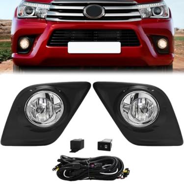 Imagem de AFOGGEST Farol de neblina para Toyota Hilux Revo 2015 2016 2017 Conjunto de lâmpadas de neblina de neblina com moldura + chicote de fiação