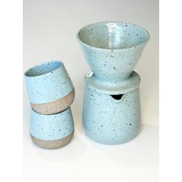 Imagem de Conjunto de Café I Studio Giselle Berbel (Cerâmica Artesanal) 2 Copos + Coador + Jarra - Azul