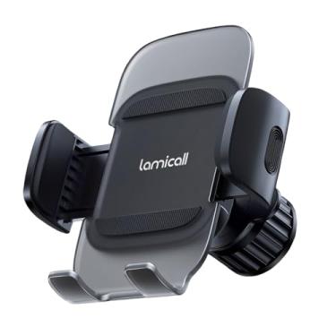 Imagem de Suporte de Celular para Carro Preto, Braçadeira de Mola Mais Larga, Suporte de Telefone com Gancho de Metal, Ajuste Automático e Operação com Uma Mão, Compatível com Smartphones de 4 a 7 pol