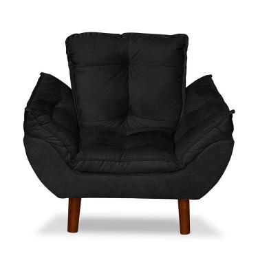 Imagem de Mini Poltrona Cadeira Infantil De Criança Suede Preto Pés Palito