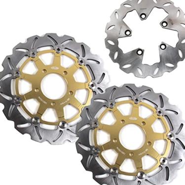 Imagem de Arashi Discos de freio dianteiros traseiros rotores para Suzuki GSX750F Katana 750 2004-2006, acessórios de substituição de motocicleta dourado