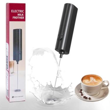 Imagem de YARRAMATE Varinha de Espumador de Leite Pequena e Potente, Agitador de Bebidas Manual, Batidora Elétrica para Espuma para Lattes, Cappuccino, Matcha, Chocolate Quente (Preto)