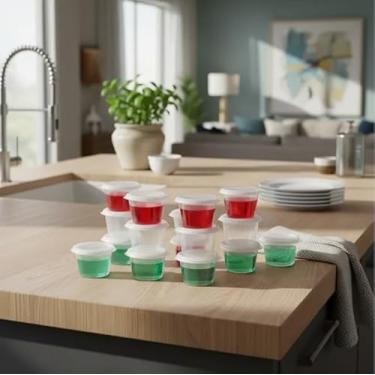 Imagem de Kit 10 Potes para Papinha Gelatina Dieta Plástico Livre de BPA 100ml Recipiente para Armazenamento de Alimentos com Tampa (Branco)