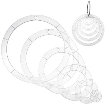 Imagem de Conjunto de 6 peças de molde de acrílico para acolchoamento, régua circular de 1/2/3/4/5/15 polegadas, conjunto de réguas de costura transparente, régua de cortador de arco para patchwork, artesanato
