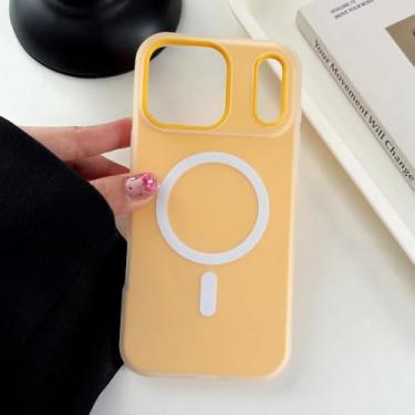 Imagem de Capa Candy Matte para iPhone 16, 15, 14, 13, 12 Pro Max 11, 16Plus 16E SE4 Magnética Transparente 2 em 1, laranja, para iPhon