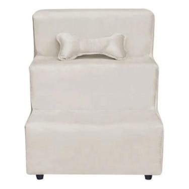 Imagem de Escada Para Pet 3 Degraus Com Osso Tecido Suede - Dritex, Suede Bege
