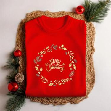 Imagem de Camiseta Unissex Natal Merry Christmas Guirlanda Festa Personalizada E