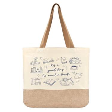 Imagem de Sacola para livros, presentes para amantes de livros, presentes para mulheres, leitoras, bibliotecárias, esposa, irmã, mãe, amigas, colega de trabalho, reutilizável para ler livros, compras