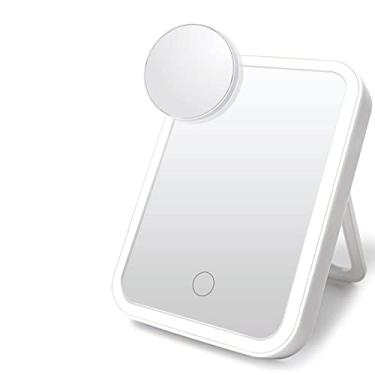 Imagem de TLTDSMY Espelho de maquiagem espelho de maquiagem com luzes de aumento ajustável tela sensível ao toque espelho cosmético espelho de beleza de mesa espelho LED Miroir dobrável
