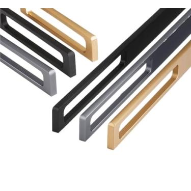 Imagem de CXYFQUUK Puxadores de móveis de liga de alumínio, puxadores de gaveta, puxadores de porta de armário, ferragens de móveis, 2 peças (cinza 160 mm)