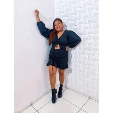 Imagem de Vestido Midi Brenda Plus Size - Donna Marry, Preto, 50