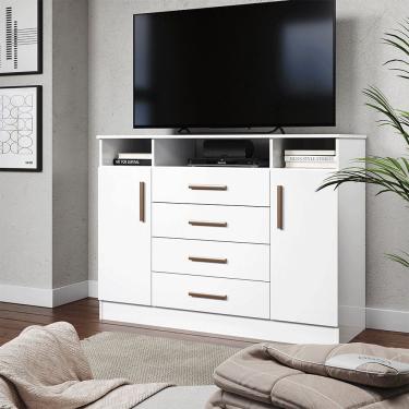 Imagem de Comoda Sapateira Grande 2 Portas 4 Gavetas com Nichos para Quarto Corredicas Telescopicas Design Moderno