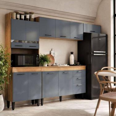 Imagem de Armário De Cozinha Veneza Completa Com 2 Gavetas E 10 Portas Freijó Grafite - Maxi Do Brasil