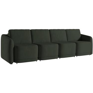 Imagem de Sofá Cama para Sala de Estar 4 Lugares 316cm Montserrat K01 Veludo Verde - Lyam Decor