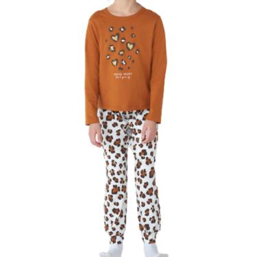 Imagem de Pijama Infantil Manga Longa Estampado Marrom Menina Hering