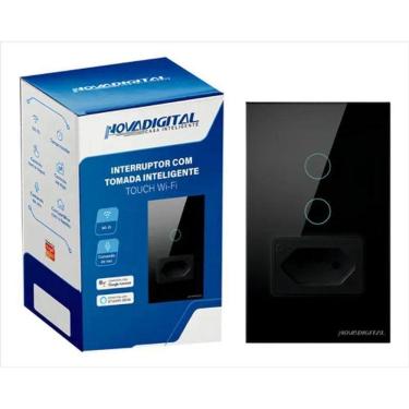 Imagem de Interruptor Wifi Novadigital 2 Botões Tomada 20A 4X2 Preto