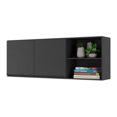 Imagem de Armário De Cozinha Aéreo 150 Cm 2 Portas Preto - MULTIMOVEIS