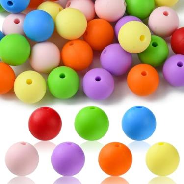 Imagem de 35 contas focais redondas de silicone de 12 mm contas focais de silicone coloridas em massa para caneta com contas DIY chaveiro ornamento pulseira, colar, joias, artesanato, várias cores