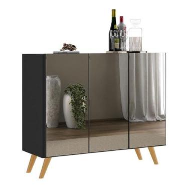 Imagem de Aparador Buffet 2 Portas Retrô Vegas V3613 Preto/ - MULTIMOVEIS