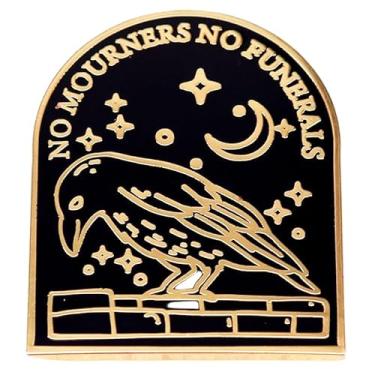 Imagem de No Mourners No Funerals Alfinetes esmaltados de corvo preto broche de crachá de metal para mochilas, casacos, chapéus, acessórios