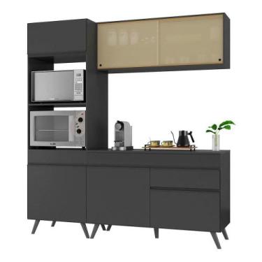 Imagem de Armário De Cozinha Compacta 182cm Veneza Multimóveis V3695 Preto Preto