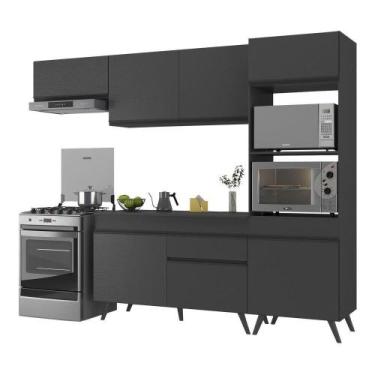 Imagem de Armário De Cozinha Compacta 252cm Veneza Multimóveis V3690 Preto Preto
