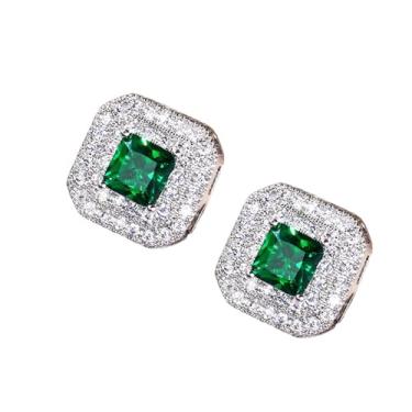 Imagem de Brincos de zircônia cúbica banhados a ouro branco azul verde vermelho para mulheres, festas de casamento, uso diário, joia leve, presente para ela, 2inch, Cobre, Sem pedra preciosa