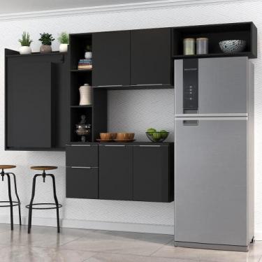 Imagem de Cozinha Compacta Multimóveis Fg2008 Com Mesa Dobrável Preta - MULTIMOV