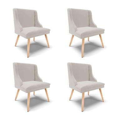 Imagem de Kit 04 Cadeiras Veludo Cinza Pés Palito Natural