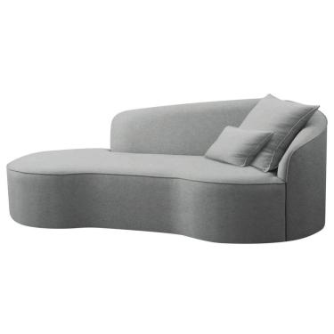 Imagem de Divã Recamier Curvo Sala De Estar Recepção Inglaterra 150cm Lado Esquerdo Bouclé - Adj Decor Cor Cinza