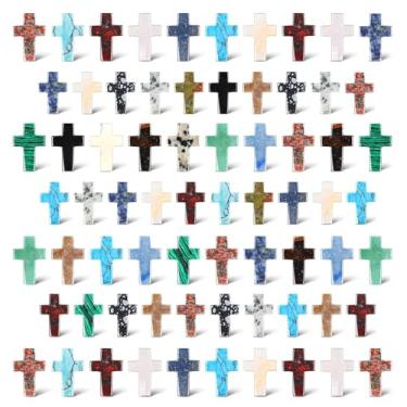 Imagem de mzfoo 100 peças de pedras de cristal cruz a granel de 2,5 cm de quartzo natural em forma de cruz para artesanato, fabricação de joias, cura, Páscoa, dia das bruxas e presentes de decoração de casa