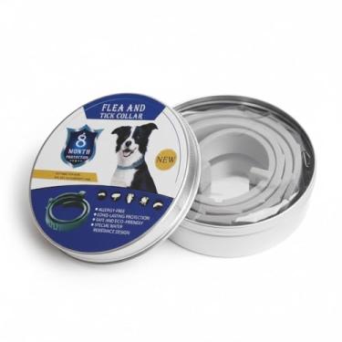 Imagem de Coleira Ajustável 63cm Antipulgas Cães Cinza Óleo Essencial em Caixa de Alumínio