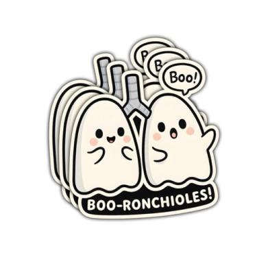 Imagem de 3 peças Boo-ronchioles Adesivos de Terapeuta Respiratório de Dia das Bruxas, Decalques de Vinil Médicos de Pulmão Assustador Divertidos Presentes para Enfermeiros, Médicos, Estudantes de Cuidados