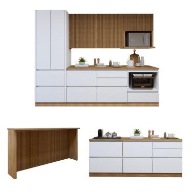 Imagem de Cozinha Completa Modulada 8 Peças 10 Portas 10 Gavetas Com Rodapé Norten Branco-nature
