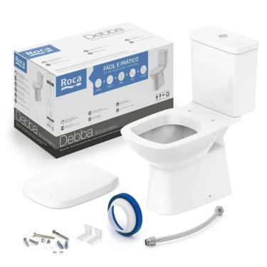 Imagem de Kit Vaso Sanitário Com Caixa Acoplada Branco Duplo Acionamento 3-6l Round Roca