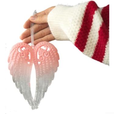 Imagem de Conjunto de enfeites de plástico transparente rosa de Natal com desenhos de carruagem, floco de neve e coroa para decoração de férias de árvore e casa, 15 x 11 cm